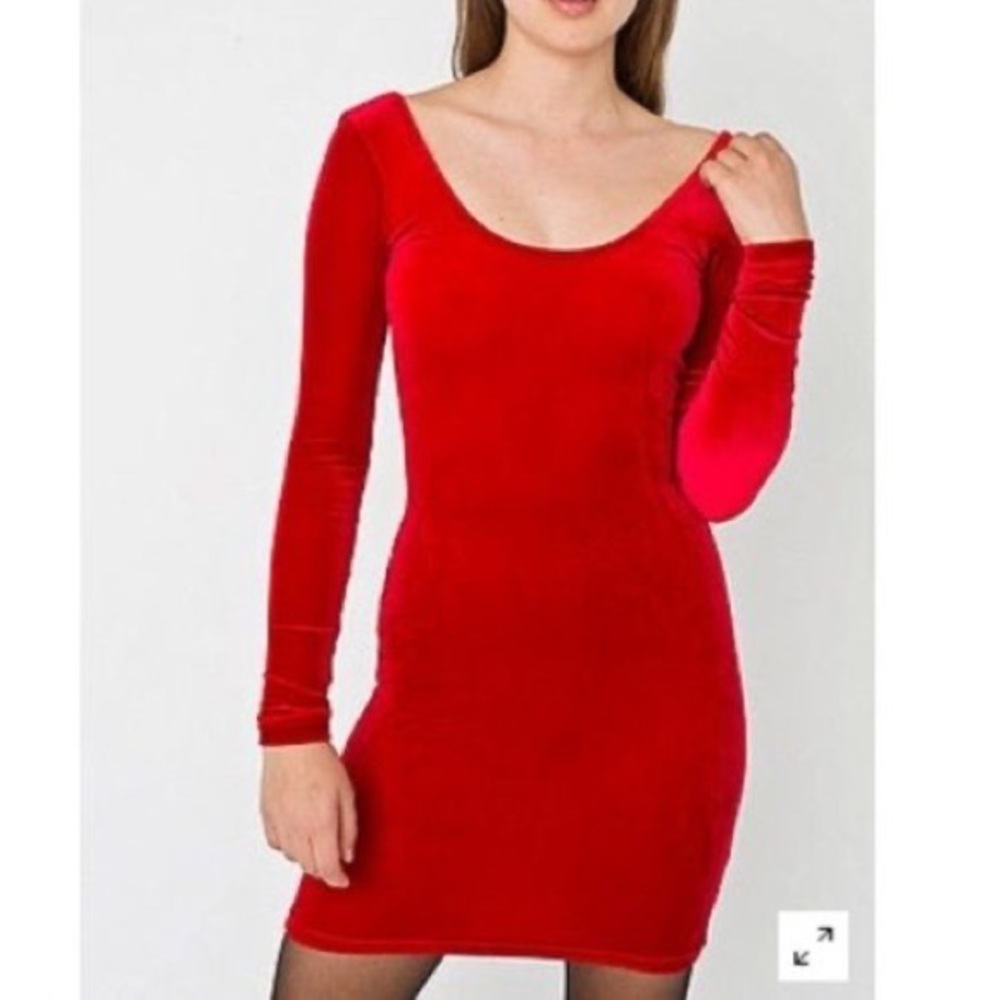 American Apparel Red Velvet Bodycon Dress - Medium